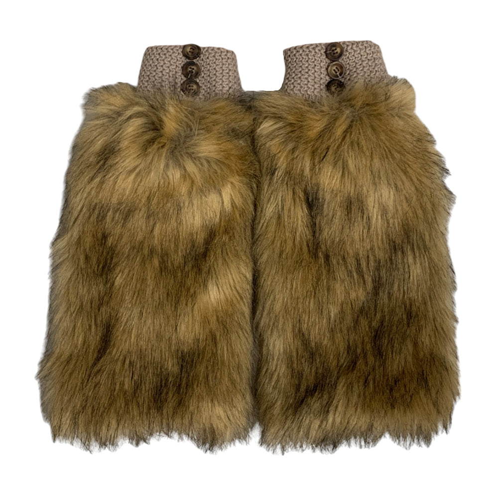 BROWN FAUX FUR TRIM BOOTS FAUX FUR LEG