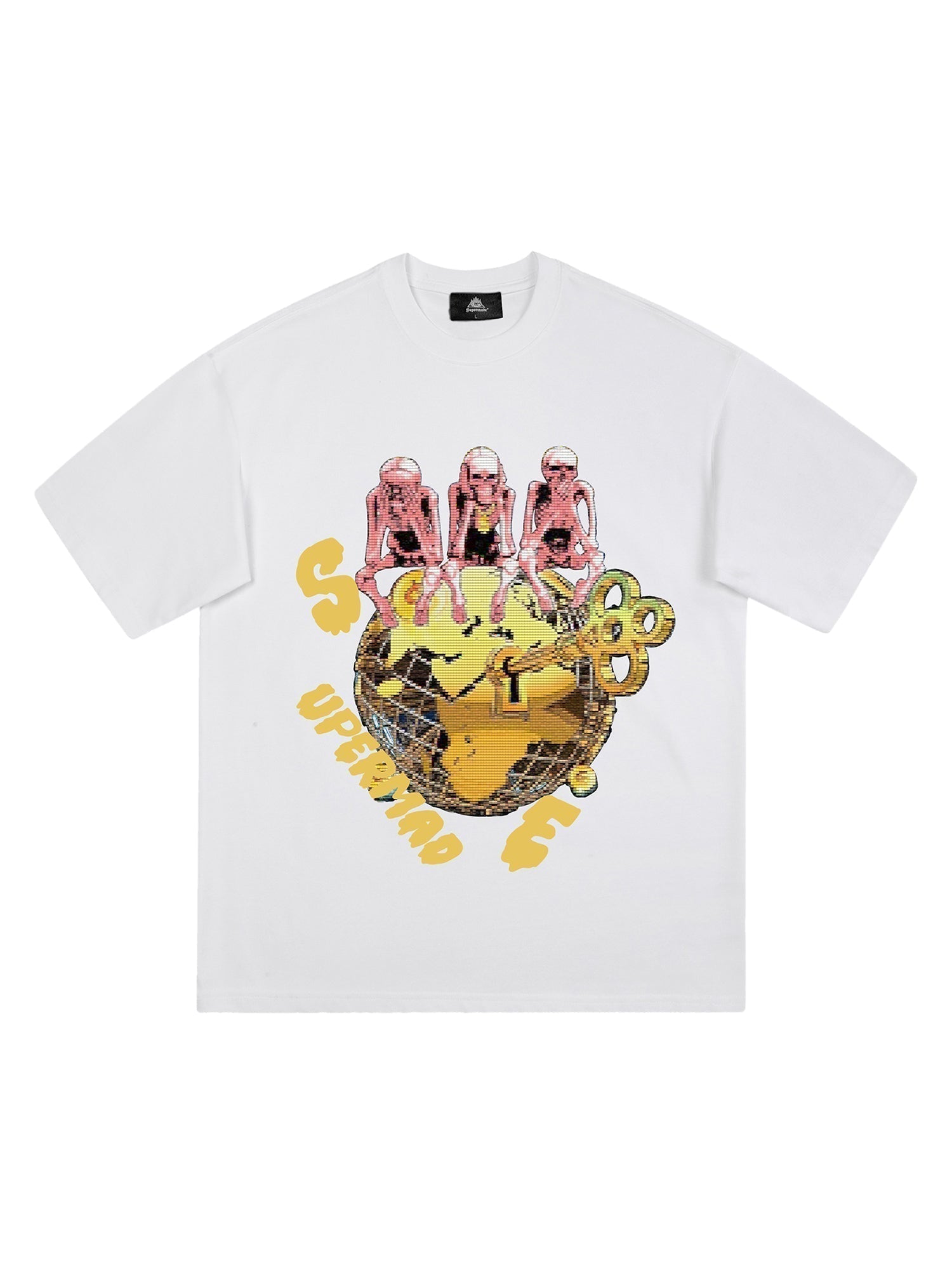 BROWN GRAPHIC PRINT JERSEY PULLOVER LOOSE FIT SHORT SLEEVE T-SHIRT