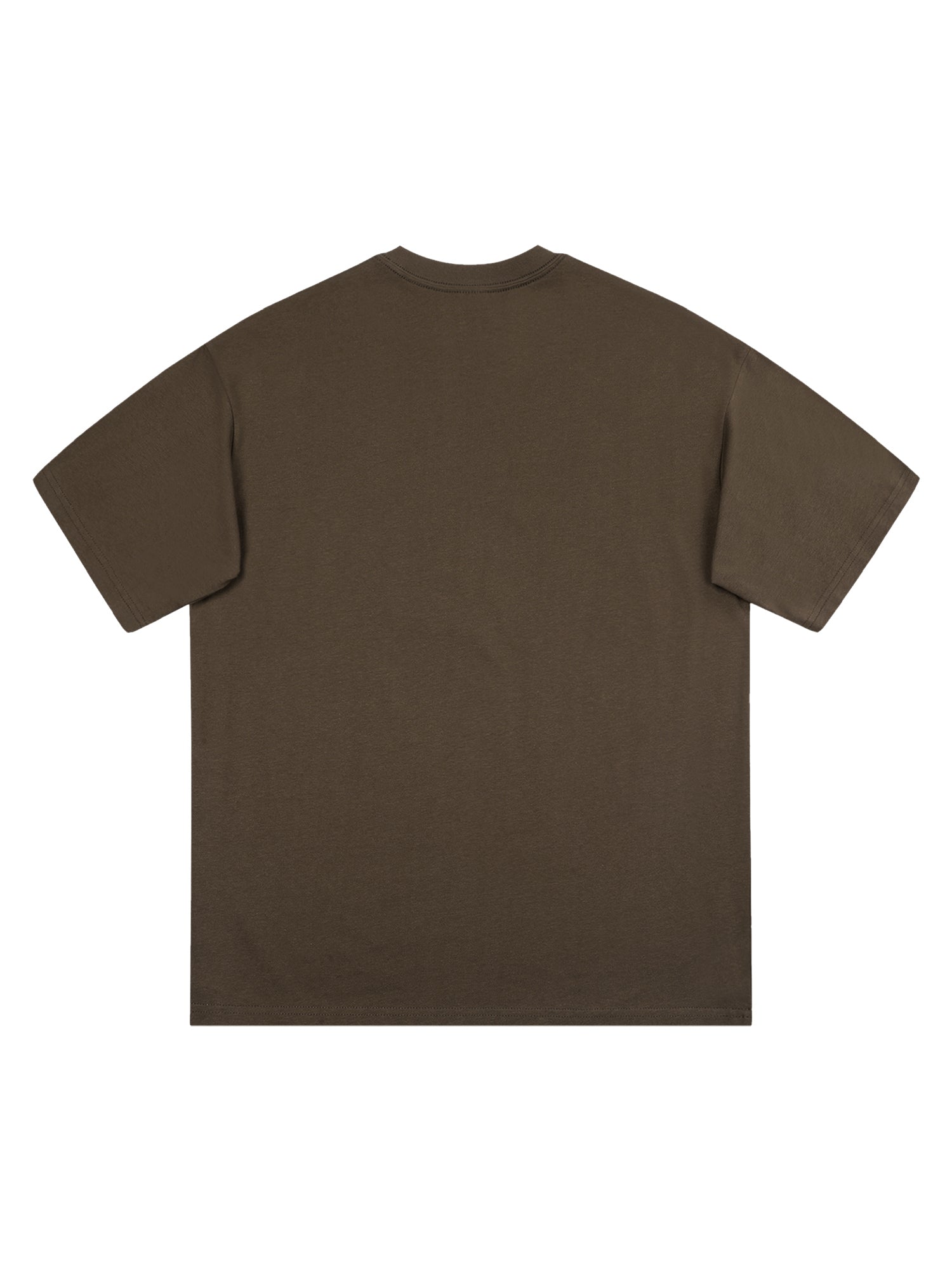 BROWN GRAPHIC PRINT JERSEY PULLOVER LOOSE FIT SHORT SLEEVE T-SHIRT