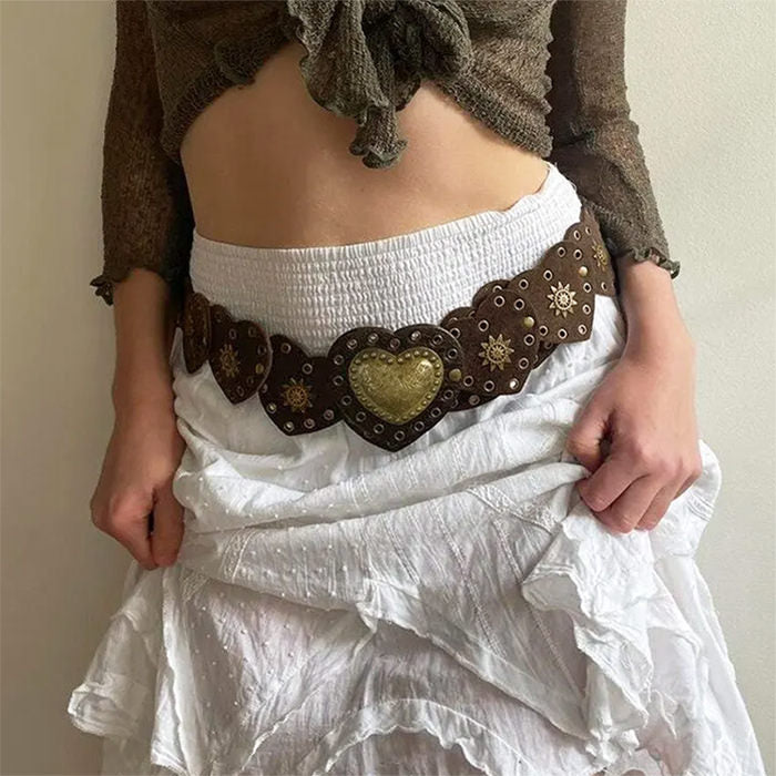 BROWN HEART-SHAPED BELT ACCESSORY