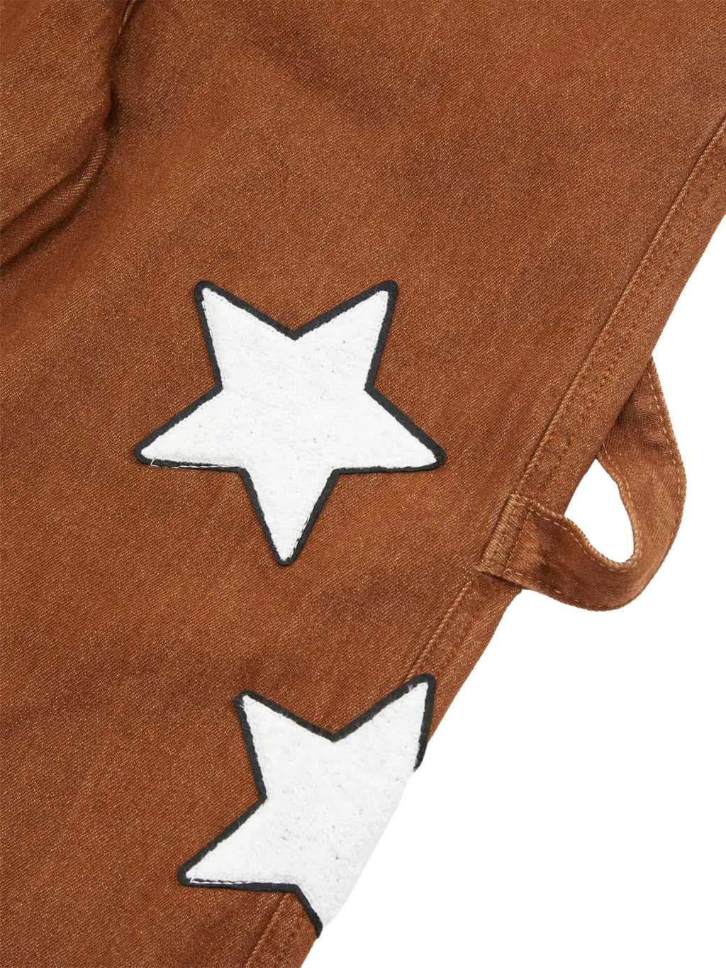 BROWN JEANS WITH WHITE STAR PATTERN - MID WAIST DESIGN