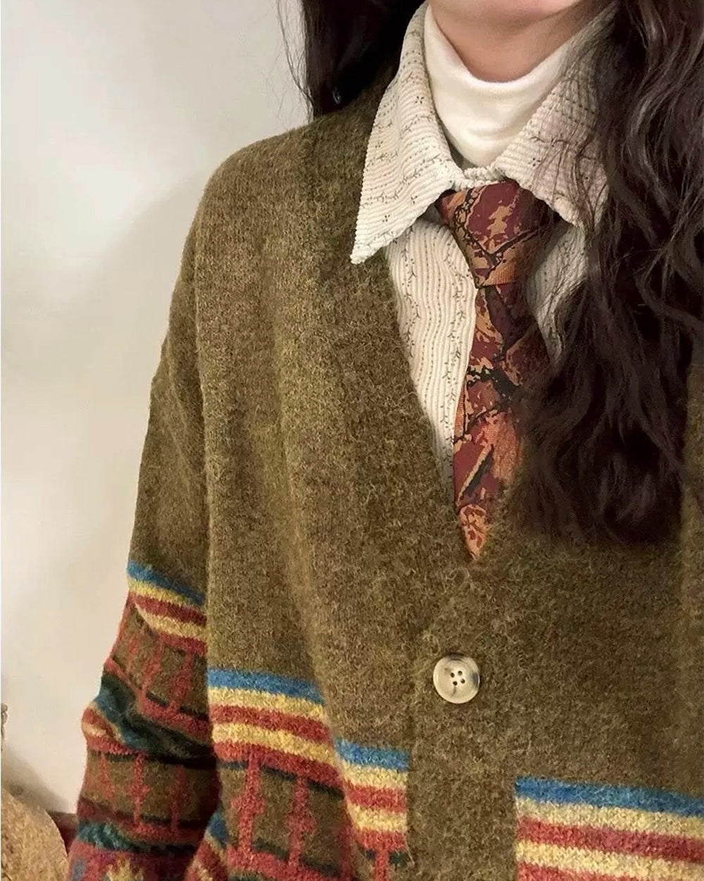 BROWN KNIT CARDIGAN GRANDPA AESTHETIC BROWN