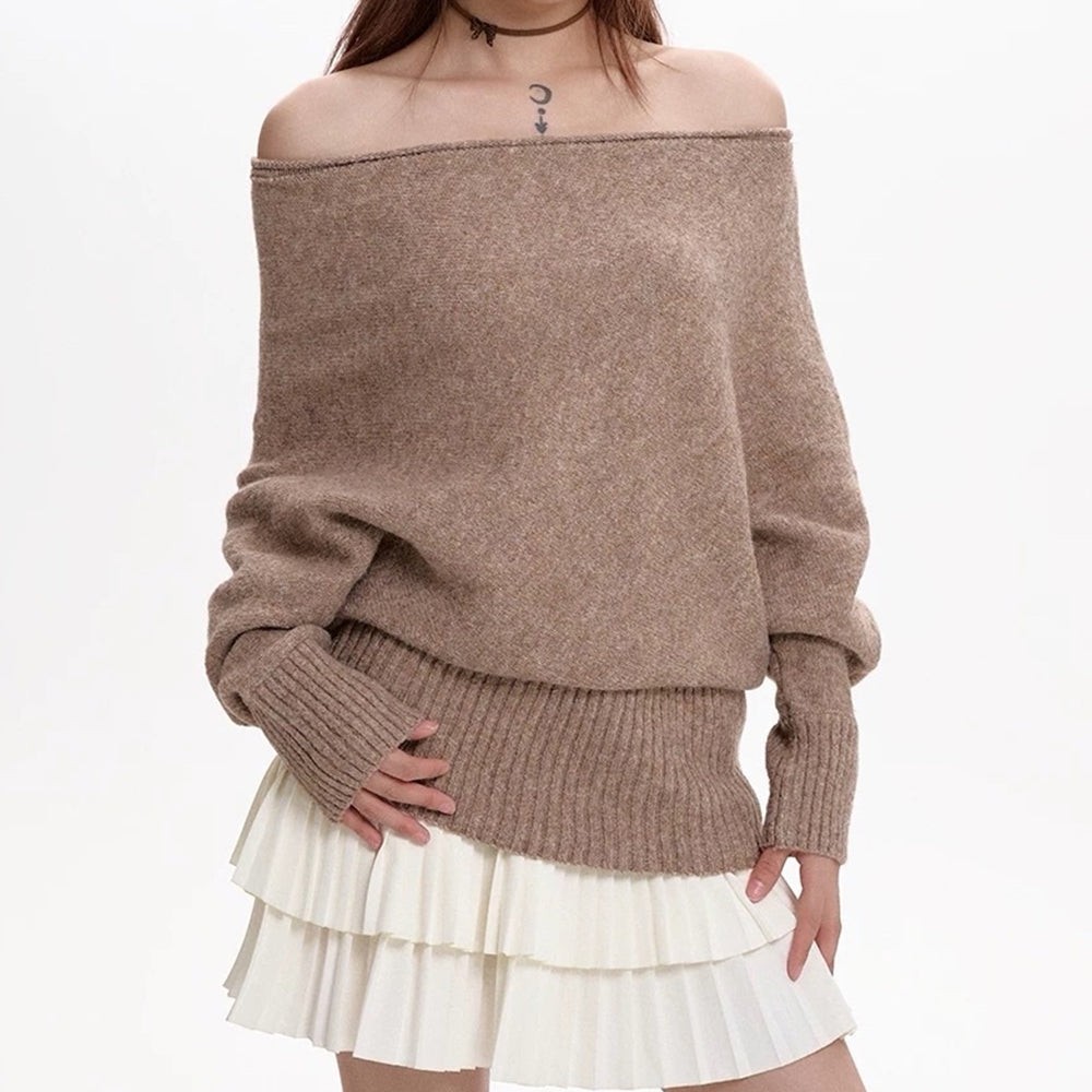 BROWN KNIT SWEATER FREE SIZE UNDERSTATED ELEGANCE