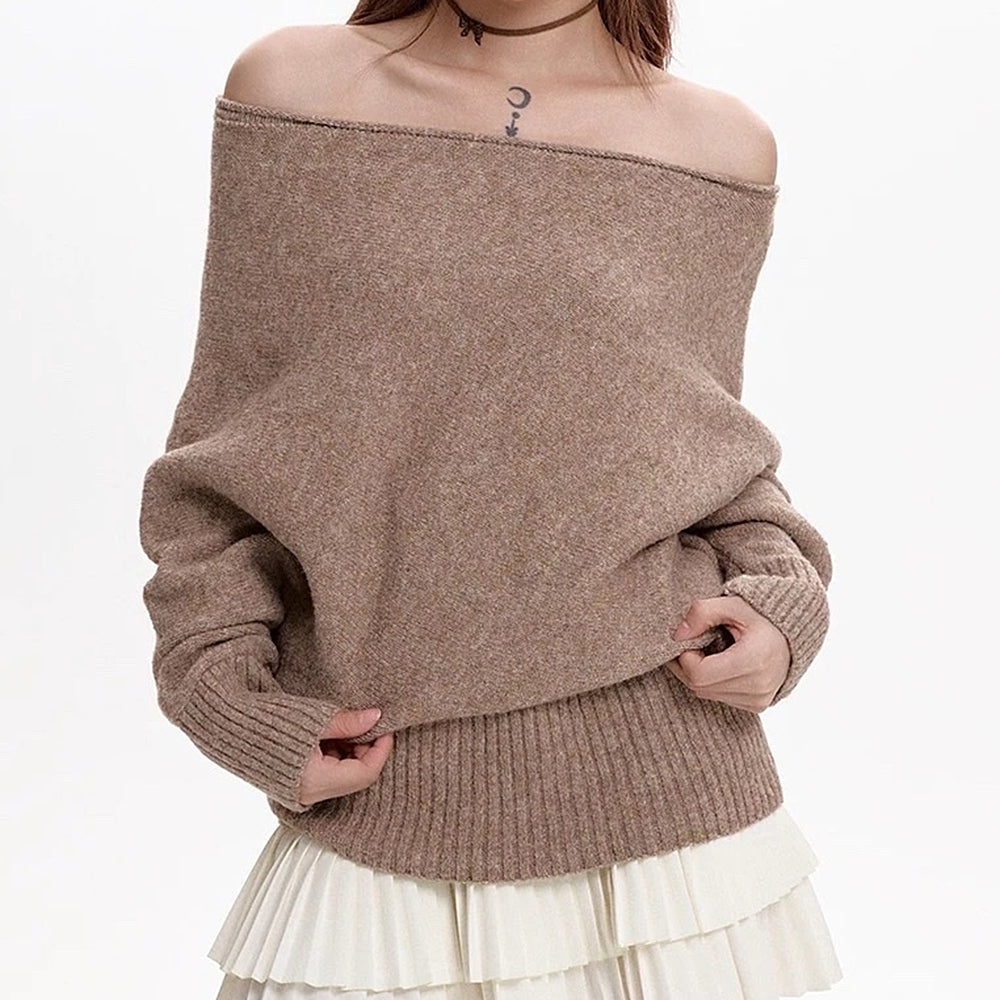 BROWN KNIT SWEATER FREE SIZE UNDERSTATED ELEGANCE