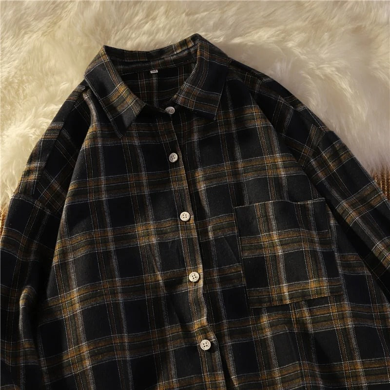 BROWN PLAID FLANNEL SHIRT FOR MEN OR WOMEN