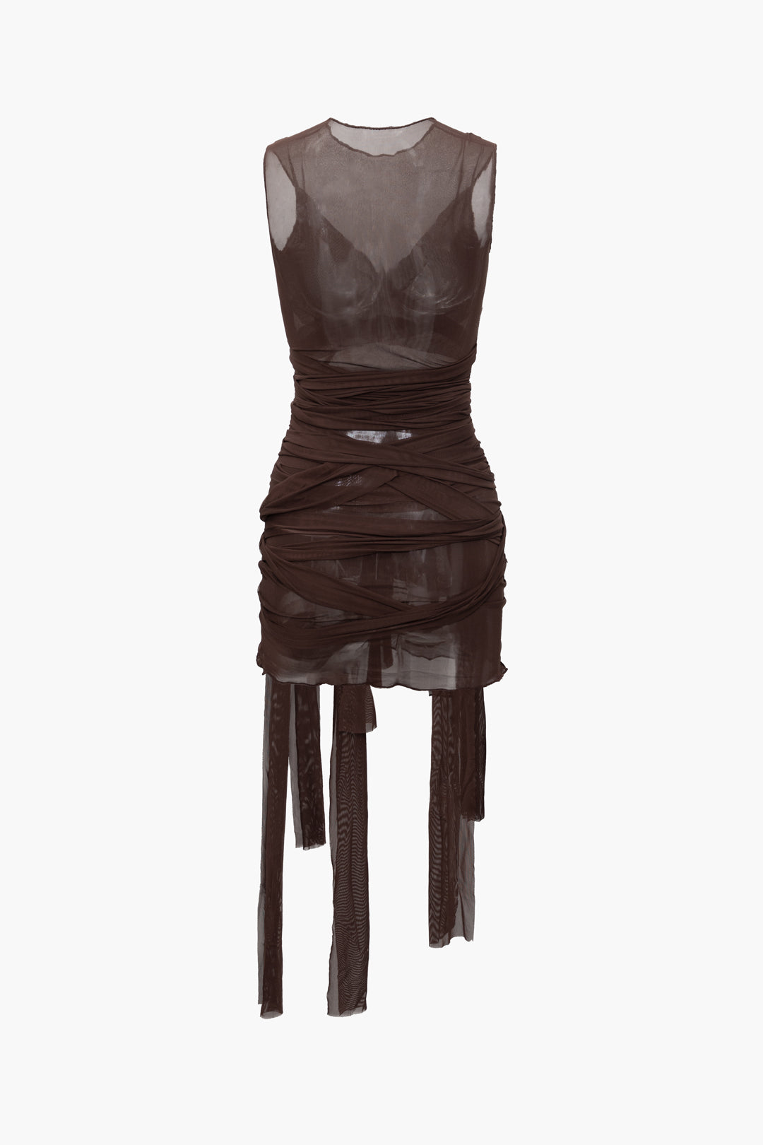 BROWN SHEER MESH MINI DRESS FOR DAILY WEAR AND SPECIAL OCCASIONS