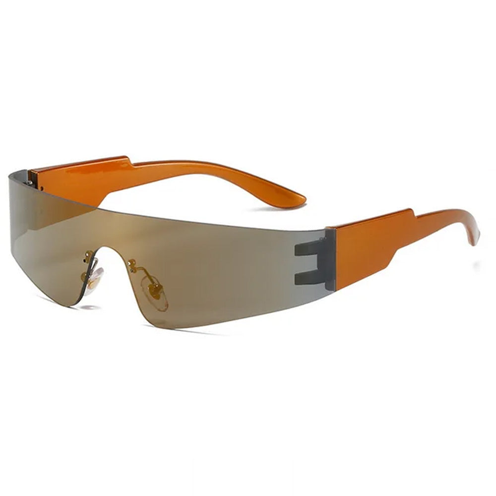 BROWN SHIELD VISOR SUNGLASSES Y2K-INSPIRED RECTANGLE