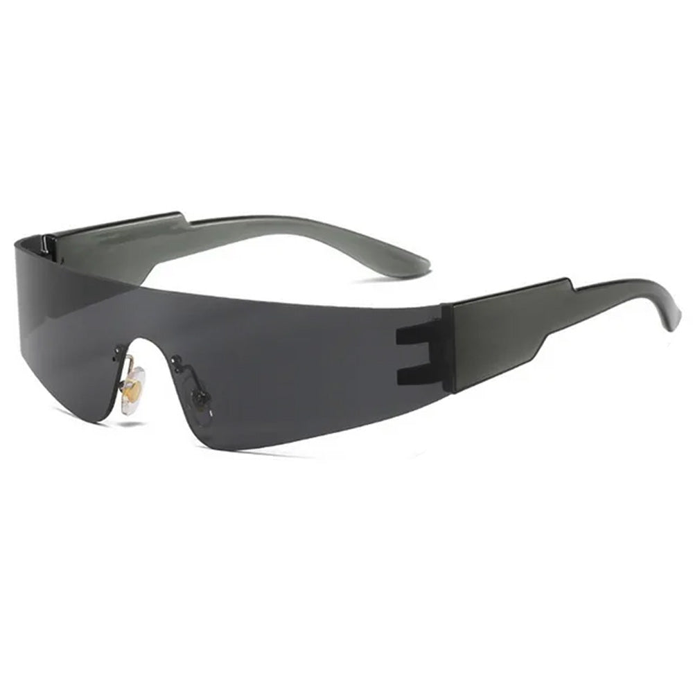 BROWN SHIELD VISOR SUNGLASSES Y2K-INSPIRED RECTANGLE
