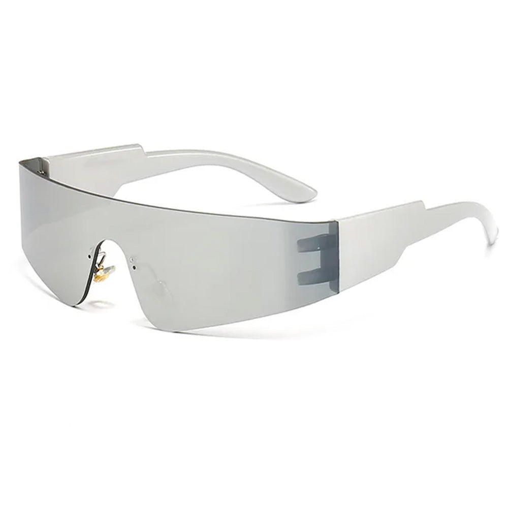 BROWN SHIELD VISOR SUNGLASSES Y2K-INSPIRED RECTANGLE