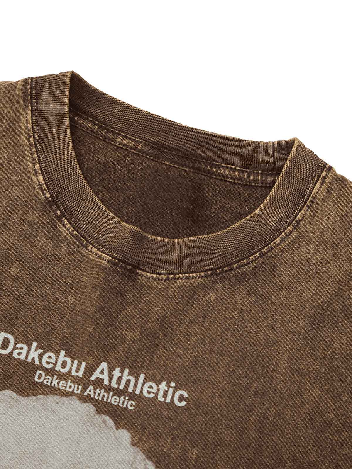 BROWN SHORT SLEEVE ROUND COLLAR T-SHIRT WITH BUNNY GRAPHIC