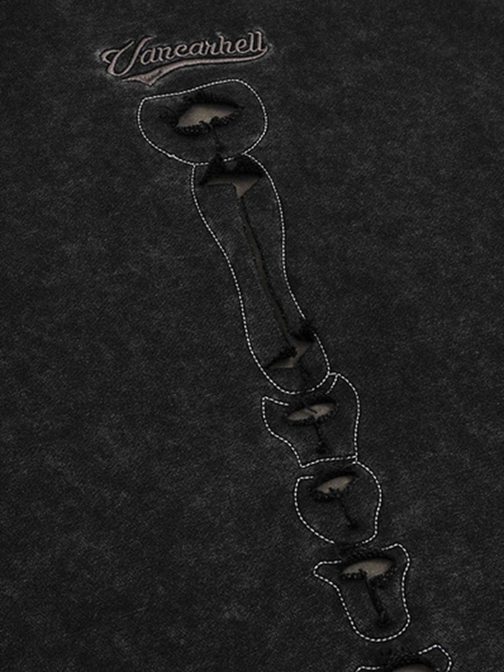 BROWN SKELETON HOODIE WITH EMBROIDERED CASUAL ROUND COLLAR