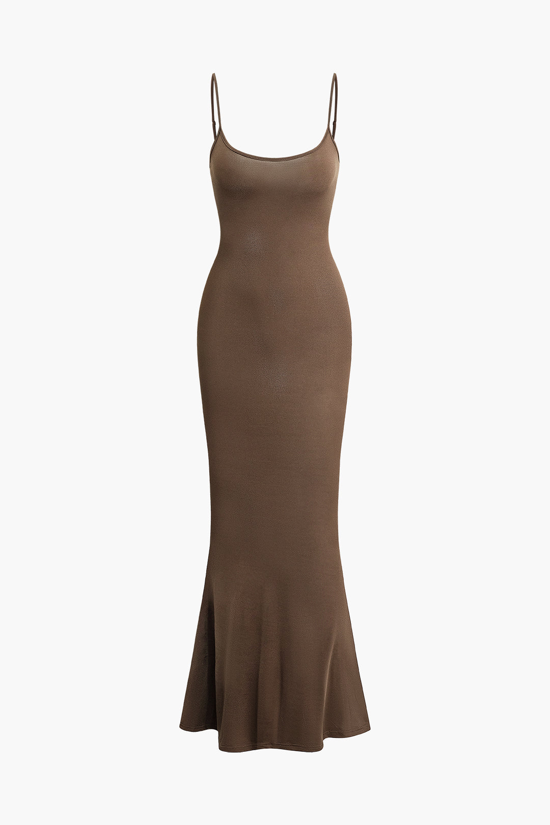 BROWN SPAGHETTI-STRAP MAXI DRESS FOR ELEGANT SPECIAL OCCASIONS