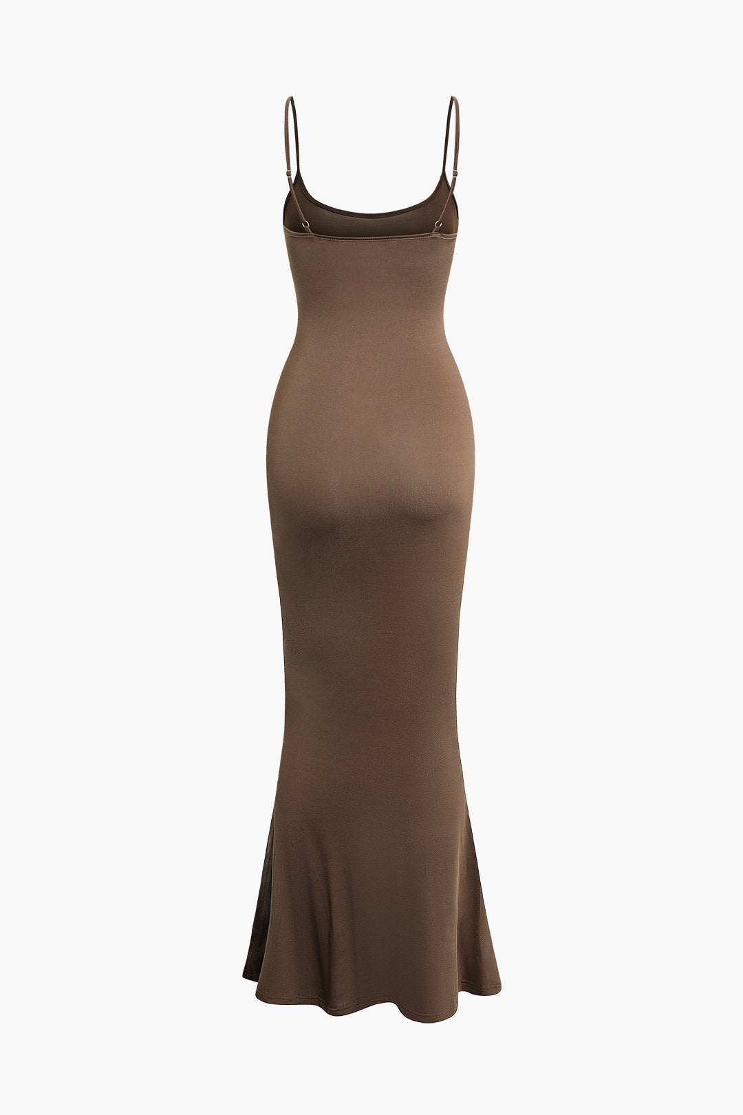 BROWN SPAGHETTI-STRAP MAXI DRESS FOR ELEGANT SPECIAL OCCASIONS