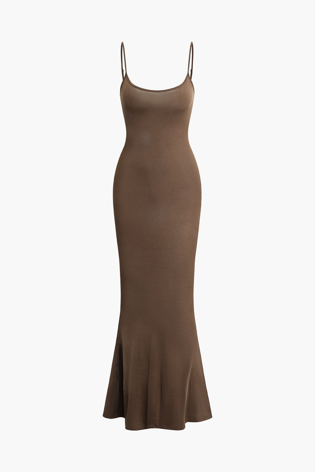 BROWN SPAGHETTI-STRAP MAXI DRESS FOR ELEGANT SPECIAL OCCASIONS