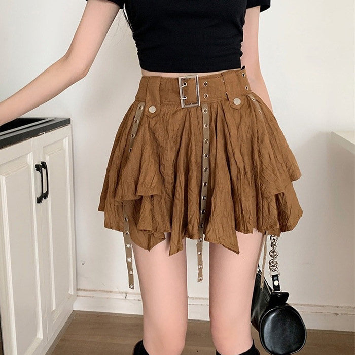 BROWN STEAMPUNK STYLE SKIRT FOR WOMEN STYLISH COSPLAY COSTUME