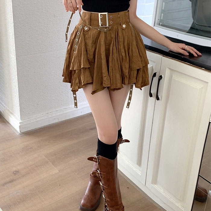 BROWN STEAMPUNK STYLE SKIRT FOR WOMEN STYLISH COSPLAY COSTUME