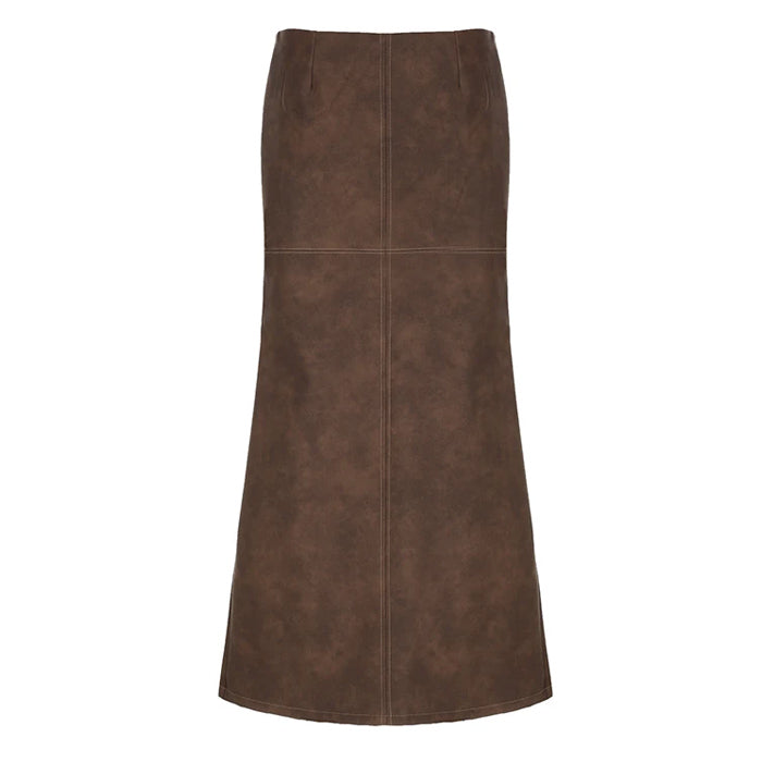 BROWN SUEDE MAXI SKIRT FOR WOMEN CASUAL WEAR