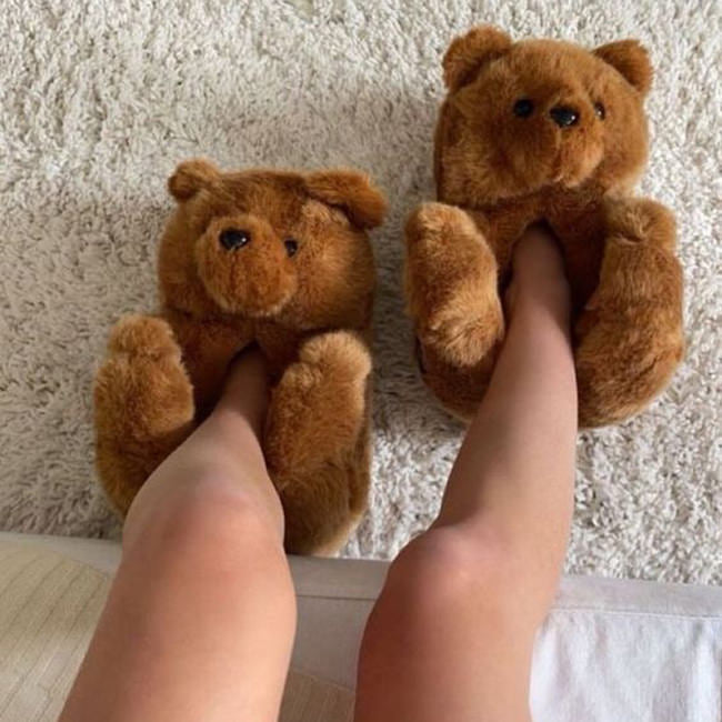 BROWN TEDDY BEAR SLIPPERS FOR ADULTS | TEDDY BEAR SLIPPERS