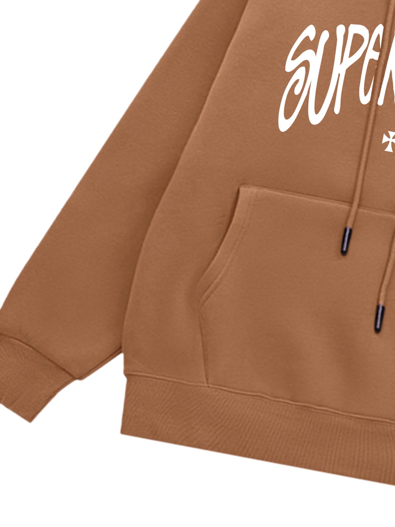 BROWN TERRY CLOTH HOODIE WITH WHITE LETTERING FROM SWEETHEART SUPPLIES