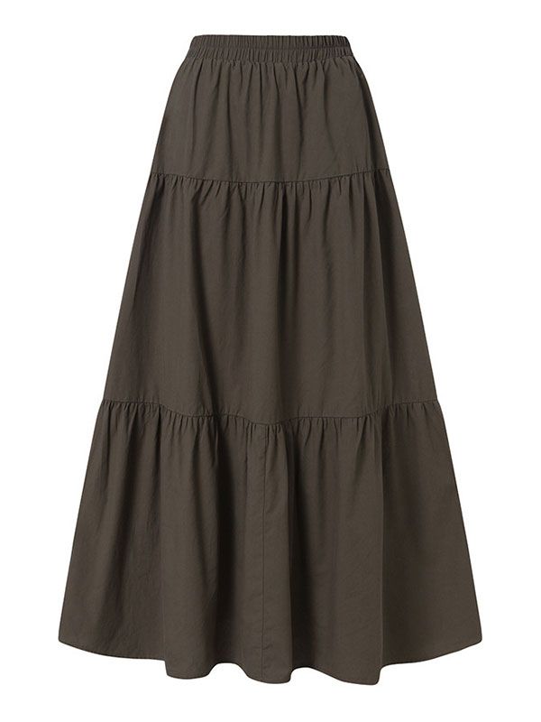 BROWN TIERED MAXI SKIRT Y2K COTTON BLEND