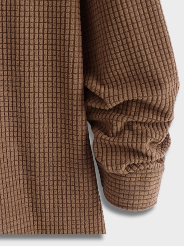 BROWN WAFFLE-KNIT LOUNGE SET FOR CHILLY DAYS