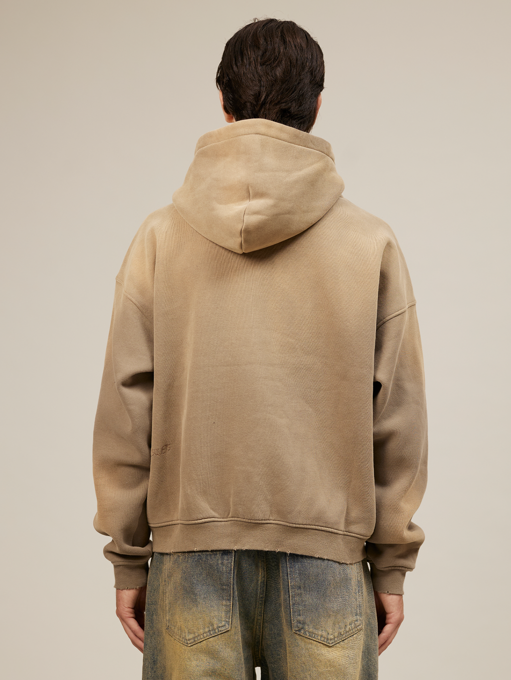 BROWN ZIP-UP HOODIE WITH GRAPHICS HANDMADE OVERSIZED DESIGN