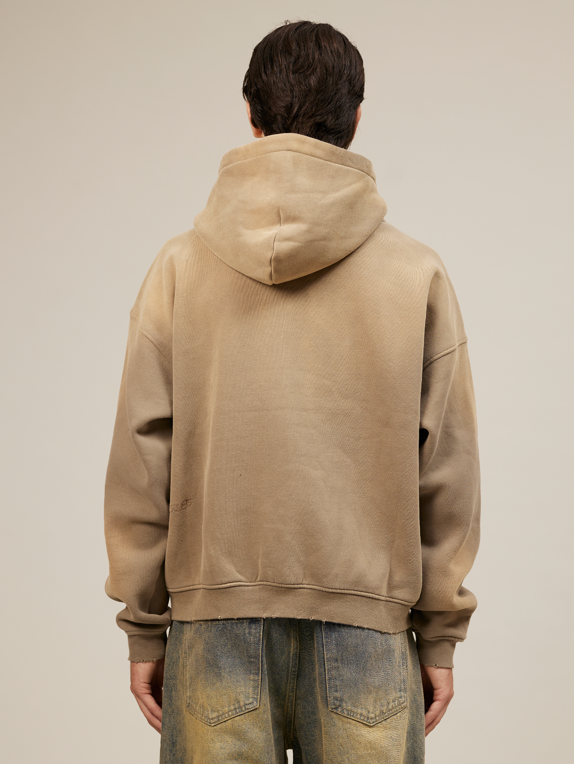 BROWN ZIP-UP HOODIE WITH GRAPHICS HANDMADE OVERSIZED DESIGN