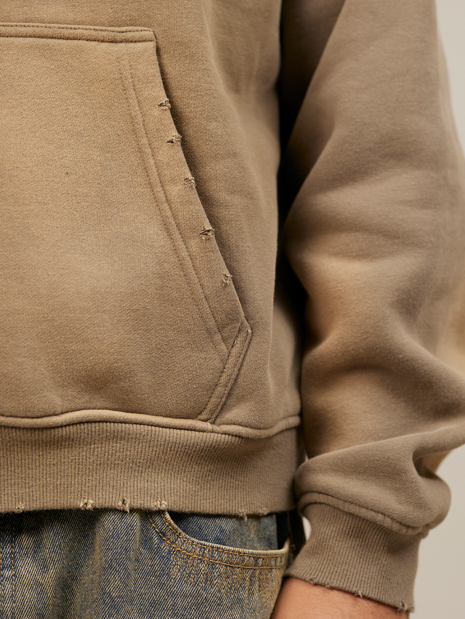 BROWN ZIP-UP HOODIE WITH GRAPHICS HANDMADE OVERSIZED DESIGN