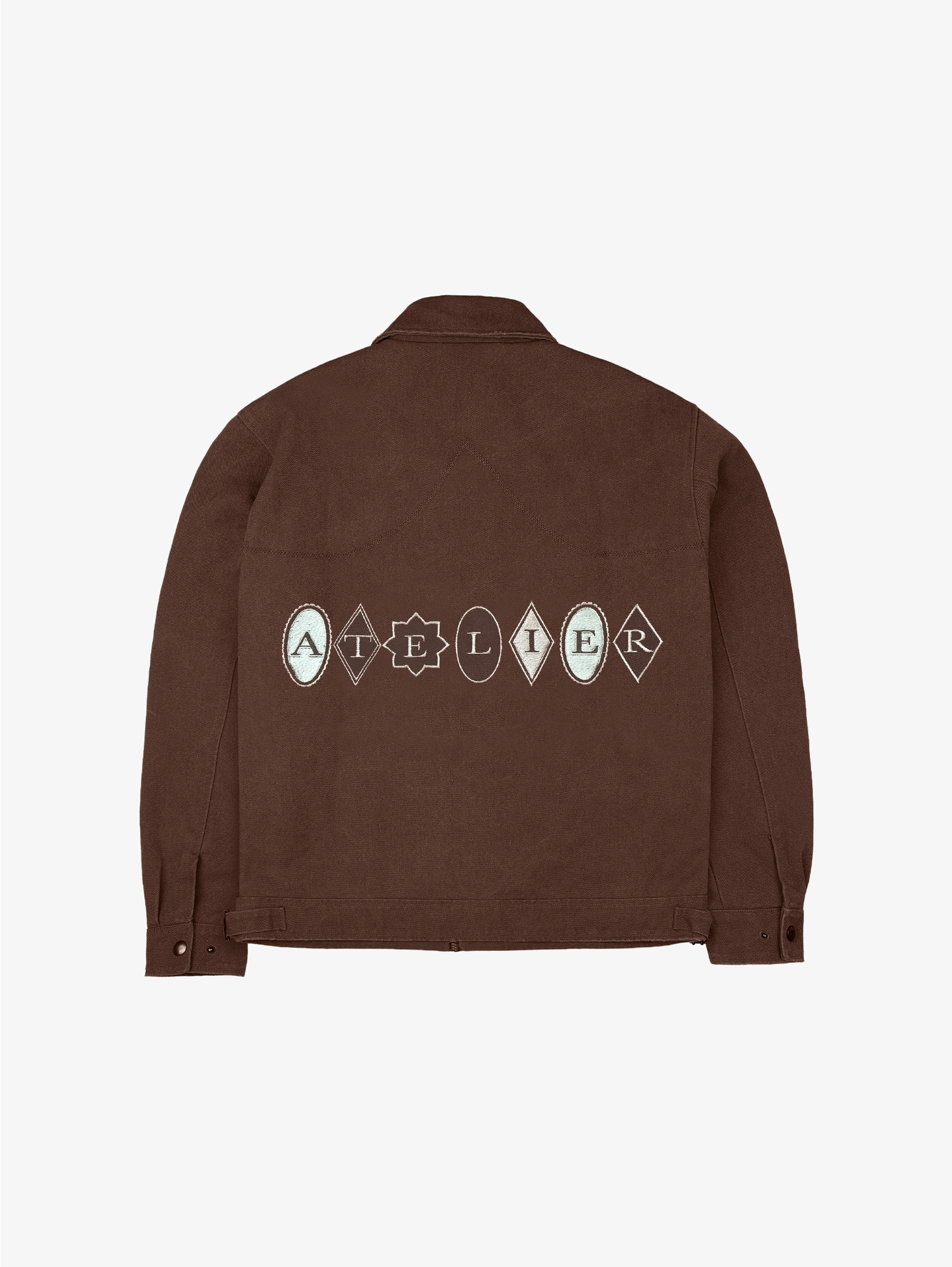 BROWN ZIP-UP JACKET WITH WASHED CANVAS OVERSIZED FIT