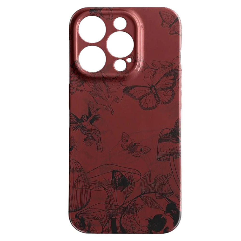 BURGUNDY BUTTERFLY IPHONE CASE RED WINE DESIGN