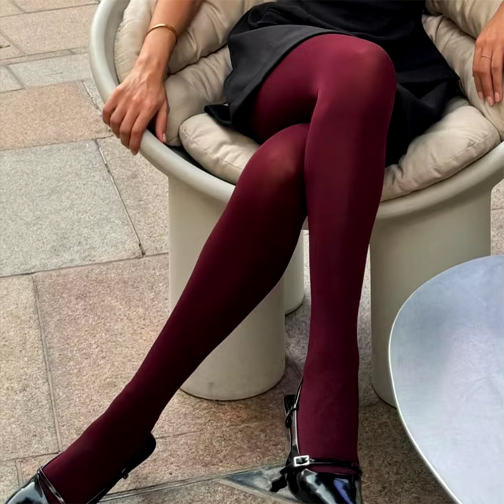 BURGUNDY TIGHTS: HIGH-QUALITY NYLON PANTYHOSE