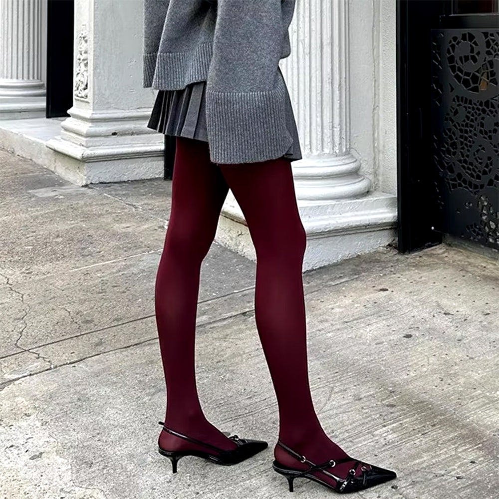 BURGUNDY TIGHTS: HIGH-QUALITY NYLON PANTYHOSE