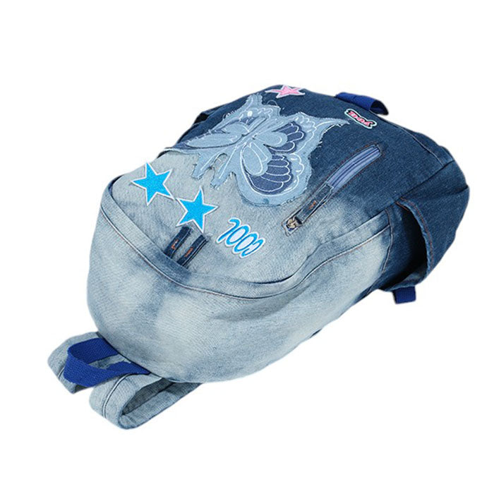 BUTTERFLY BLUE DENIM BACKPACK Y2K