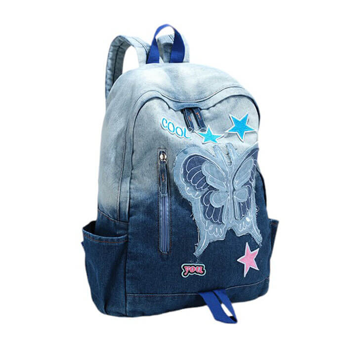 BUTTERFLY BLUE DENIM BACKPACK Y2K