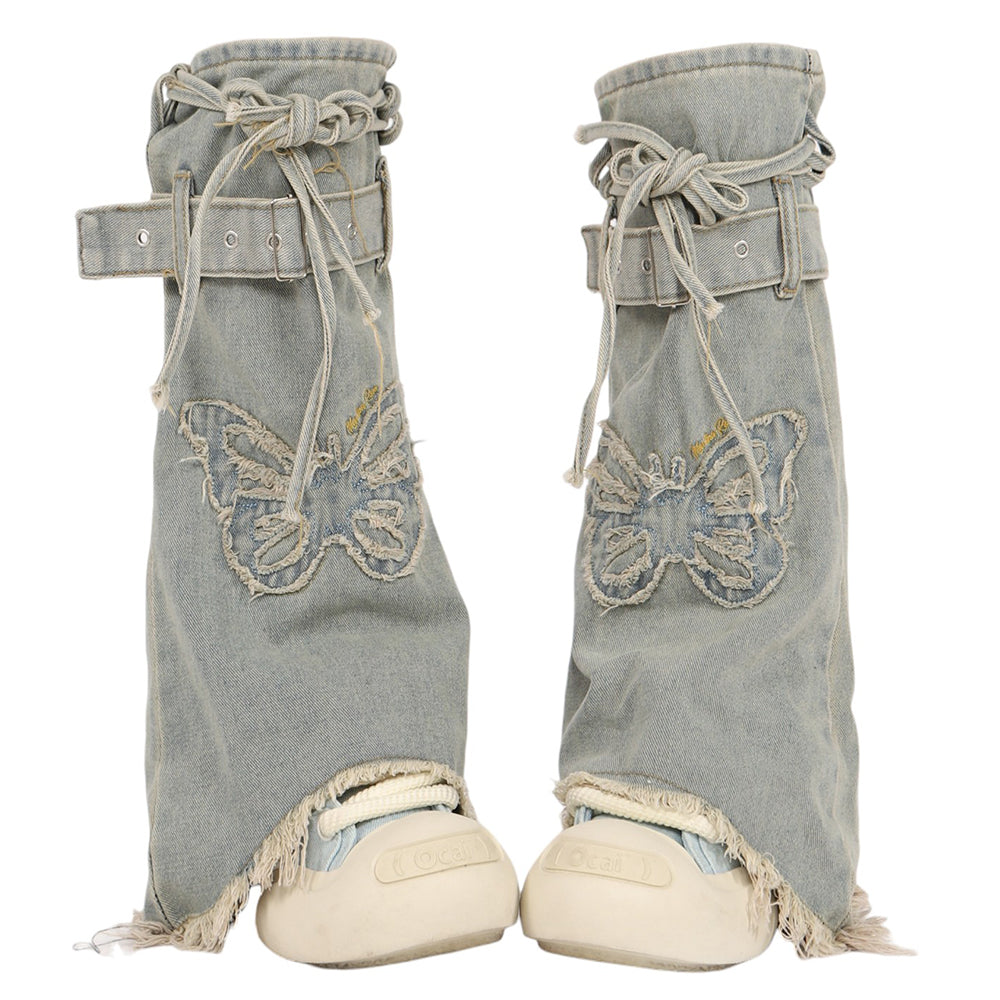 BUTTERFLY DENIM LEG WARMERS Y2K DENIM