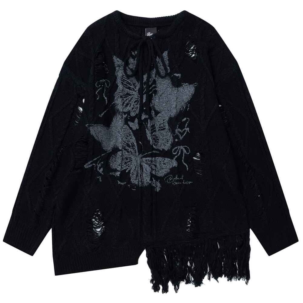 BUTTERFLY GRUNGE SWEATER OVERSIZED RIPPED SWEATER