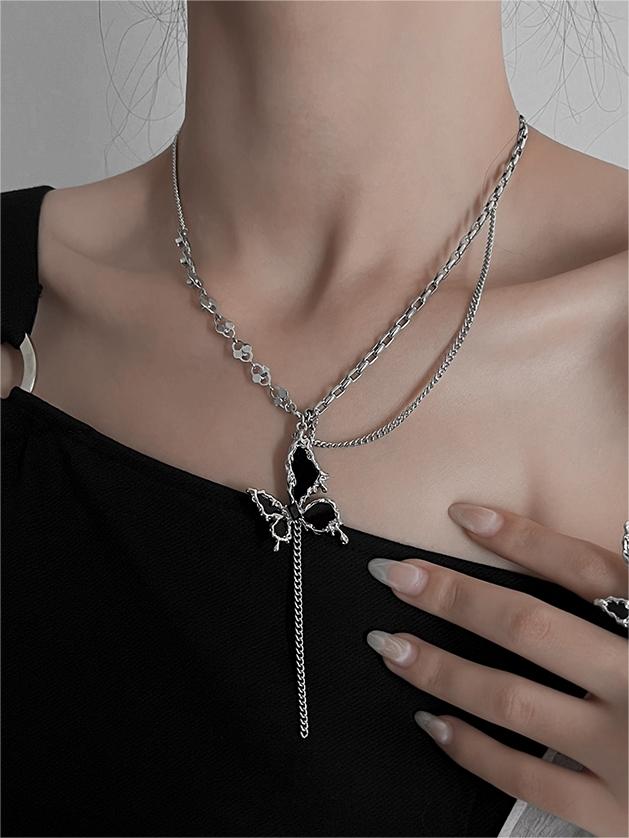 BUTTERFLY PENDANT NECKLACE Y2K STAR CROSS DESIGN