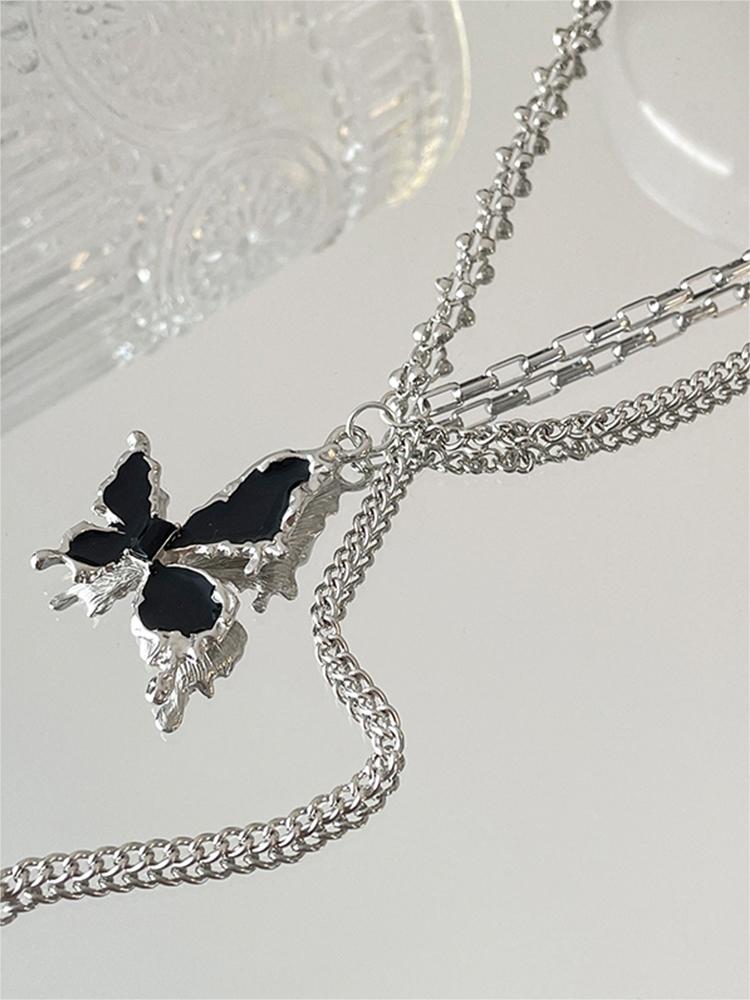 BUTTERFLY PENDANT NECKLACE Y2K STAR CROSS DESIGN