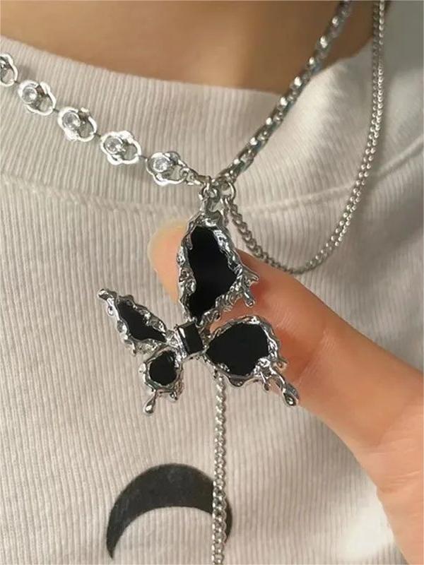 BUTTERFLY PENDANT NECKLACE Y2K STAR CROSS DESIGN