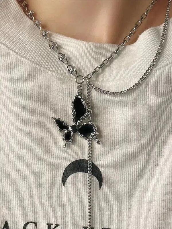 BUTTERFLY PENDANT NECKLACE Y2K STAR CROSS DESIGN