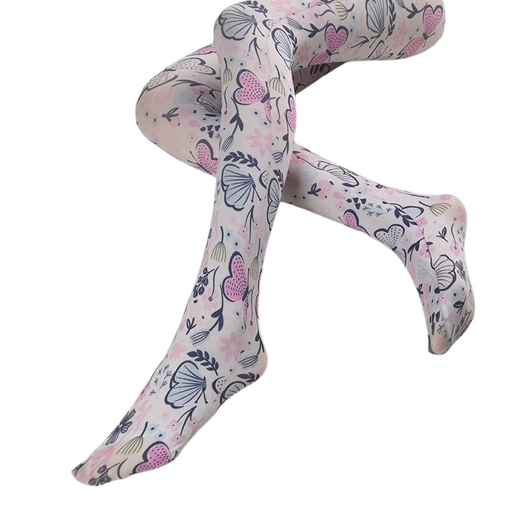 BUTTERFLY PRINT TIGHTS FLORAL DESIGN