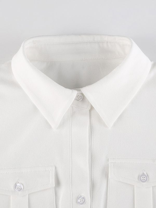 BUTTON-DOWN SHIRT WITH PATCH POCKETS AND BUTTON PLACKET Y2K-INSPIRED