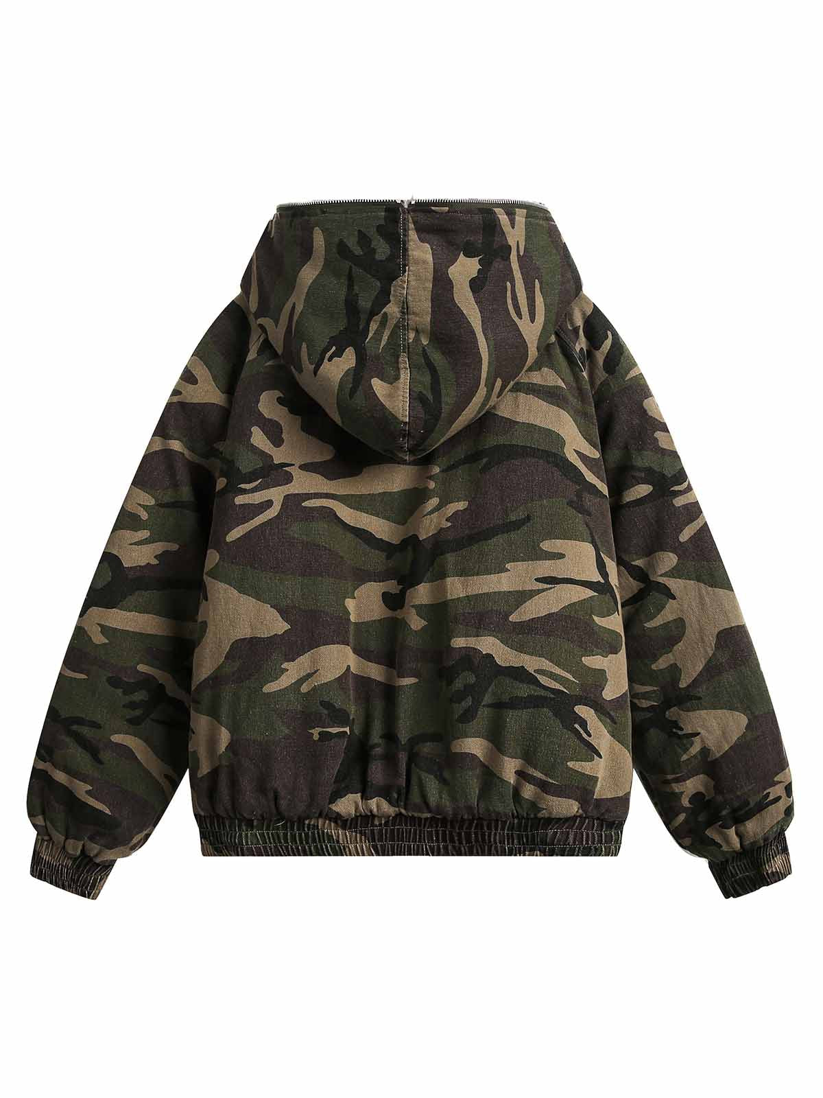 CAMO HOODED JACKET WITH FAUX FUR LINING LONG SLEEVE COTTON