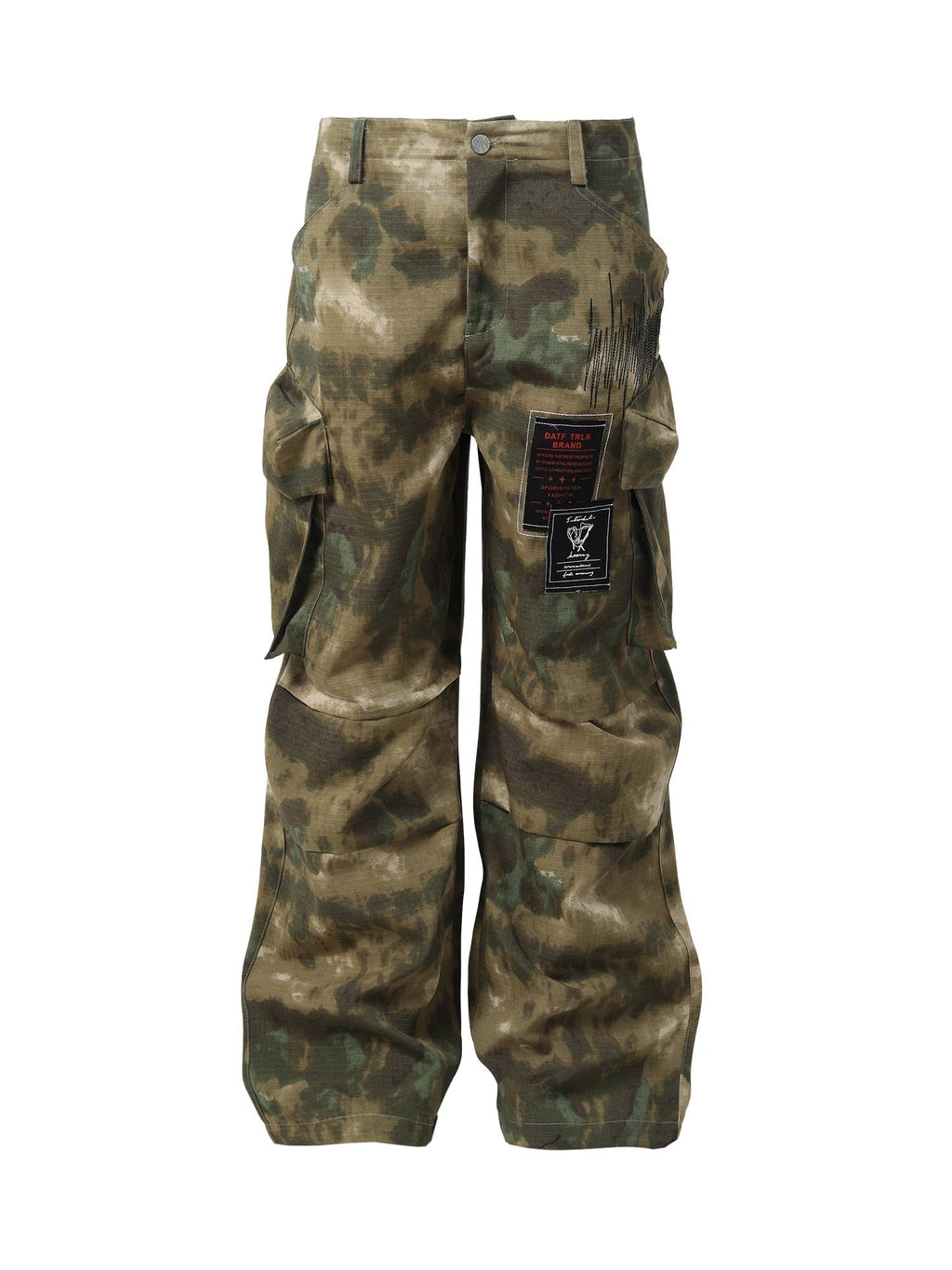 CAMOUFLAGE CARGO PANTS UTILITY WIDE LEG LONG PANTS