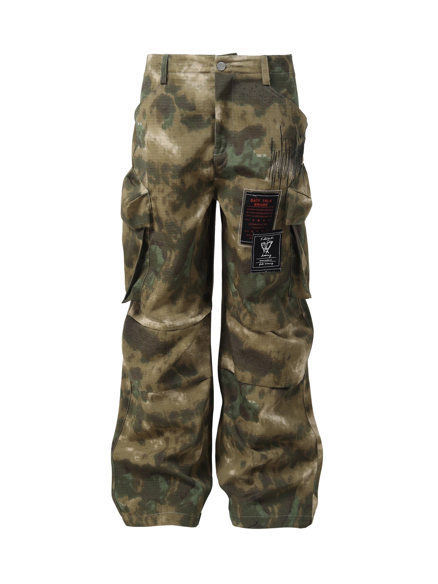 CAMOUFLAGE CARGO PANTS UTILITY WIDE LEG LONG PANTS