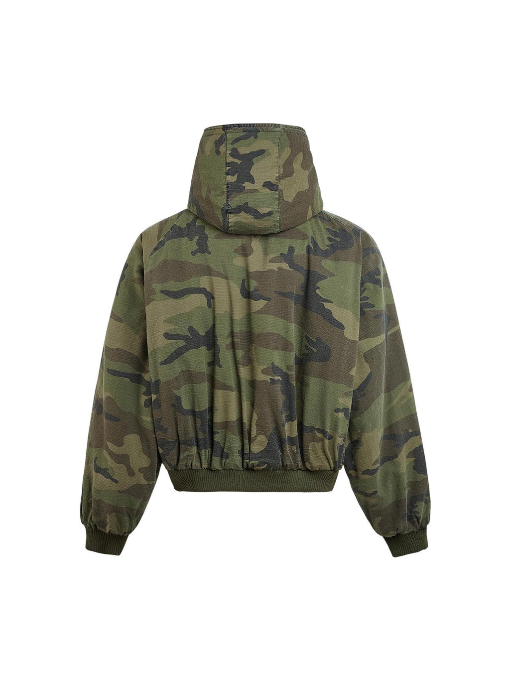 CAMOUFLAGE HOODED BOMBER JACKET WITH LONG SLEEVE DESIGN