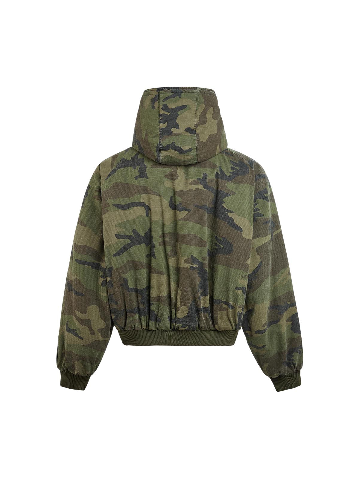 CAMOUFLAGE HOODED BOMBER JACKET WITH LONG SLEEVE DESIGN