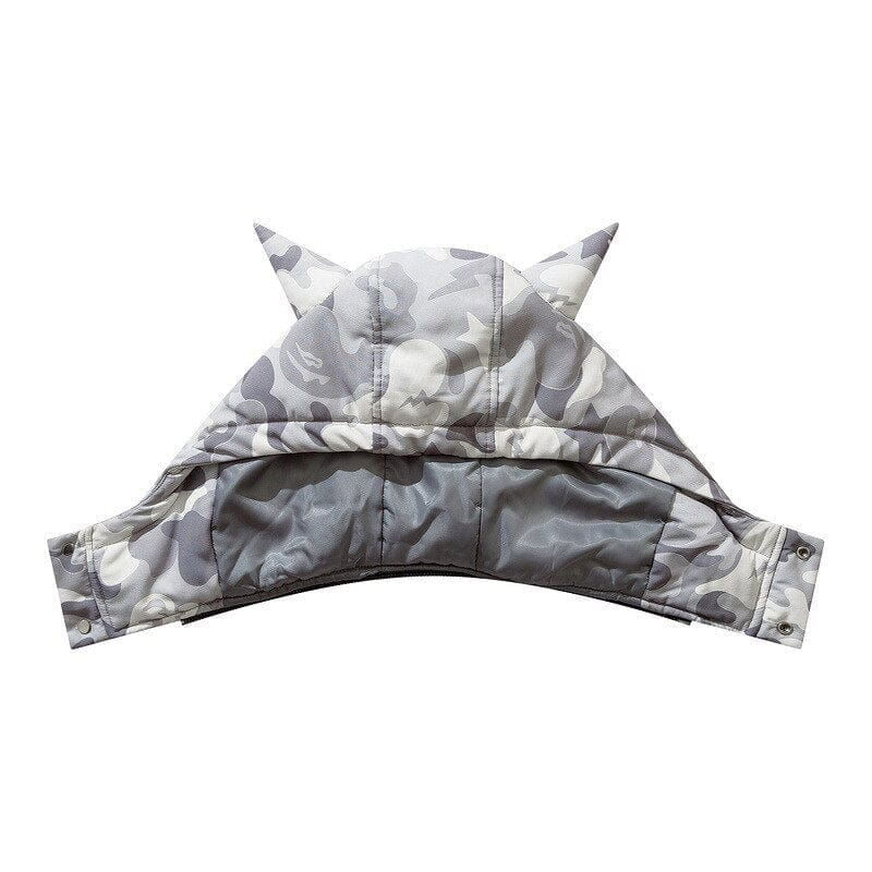 CAMOUFLAGE PUFFER JACKET WITH CAT-EAR HOOD - PUFFY JACKET ABORTED
