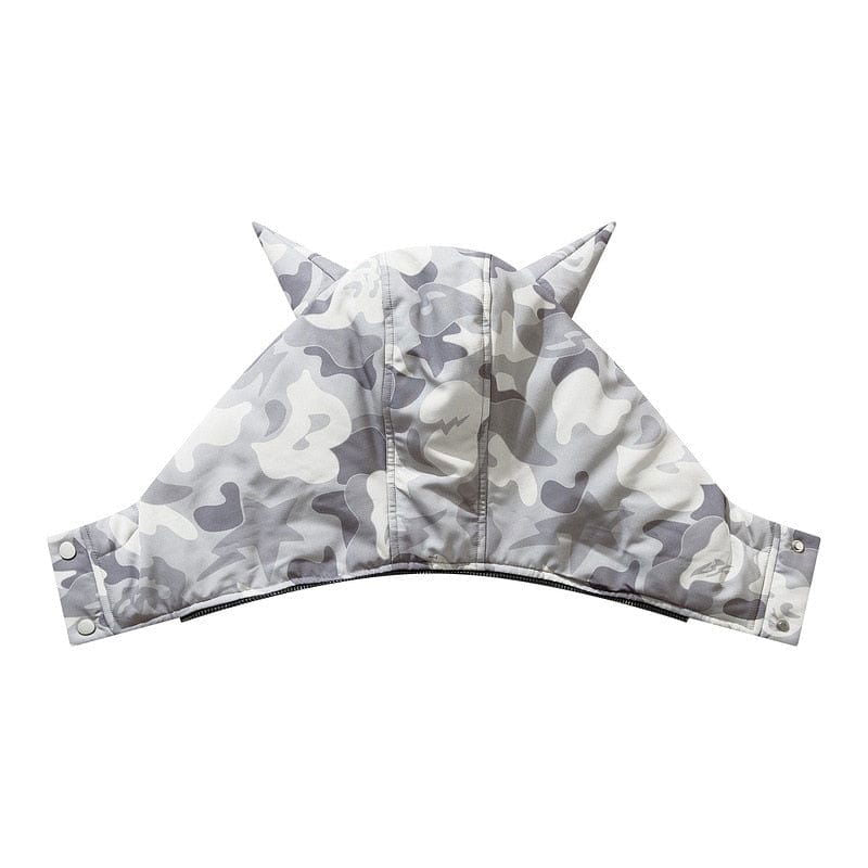 CAMOUFLAGE PUFFER JACKET WITH CAT-EAR HOOD - PUFFY JACKET ABORTED