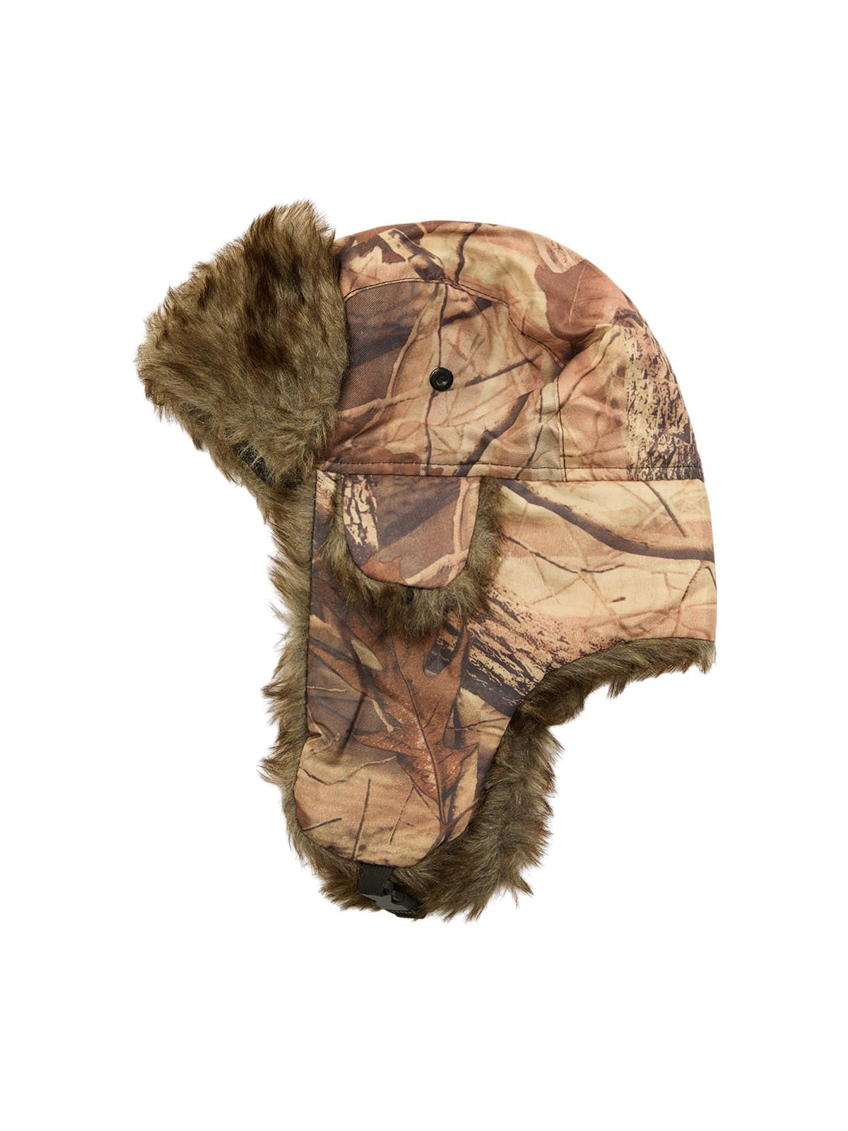 CAMOUFLAGE TRAPPER HAT WITH FAUX FUR TRIM HIGH-QUALITY JERSEY MULTI-SEASON